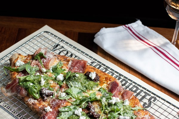 Spiced Fig Prosciutto and Arugula Sourdough Pizza