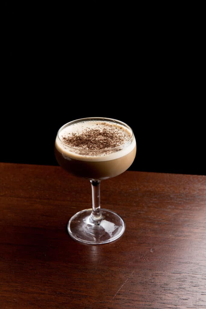 Bar Boss™ Vodka, chilled dark Creme de Cacao, Kahlua coffee liqueur, crème anglaise and High Brew espresso